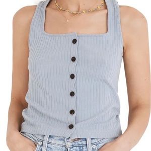 Rib Button Front Crop Tank